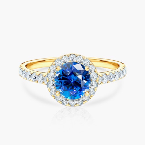 Pierścionek zaręczynowy This is Love: złoty, niebieski szafir